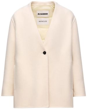 Moncler X Jil Sander Button-fastening Coat - Natural