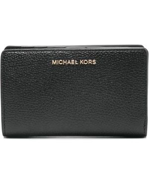 MICHAEL Michael Kors Mittelgroßes Portemonnaie Aus Strukturiertem Leder - Schwarz