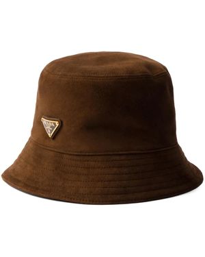 Prada Suede Bucket Hat - Brown