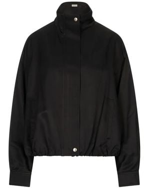 MEIMEIJ High-Neck Elasticated-Hem Bomber Jacket - Black