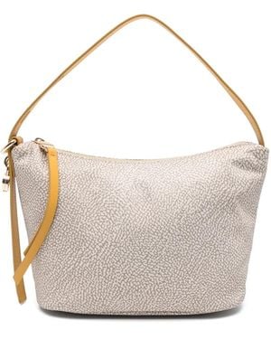 Borbonese Patterned Zipped Tote Bag - White