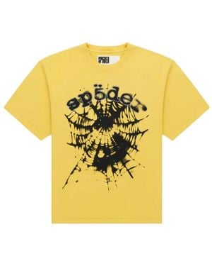 Sp5der Scattered Og Web V2 Short-Sleeve T-Shirt - Yellow