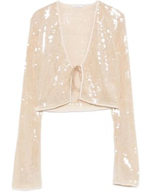 Oséree Marylin Sequin Tie Top - Natural