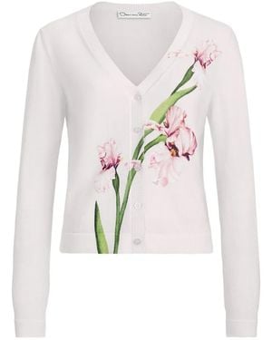 Oscar de la Renta Cardigan Mit Blumenprint - Weiß