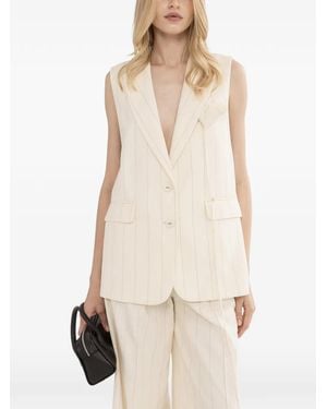 Nissa Pinstripe Single-Breasted Waistcoat - Natural