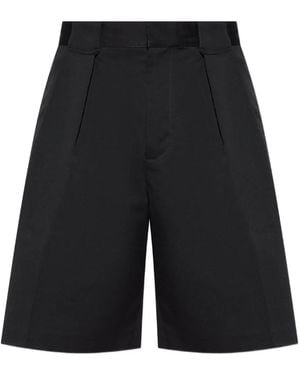 CASABLANCA Pleated Cotton Shorts - Black