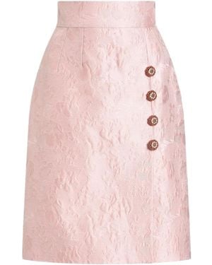 Dolce & Gabbana Jacquard Button-Embellished Skirt - Pink