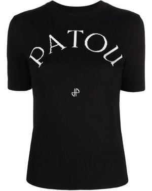 Patou Logo-Intarsia Knit T-Shirt - Black