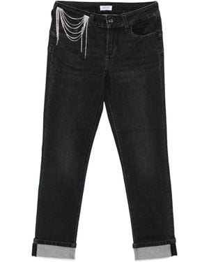 Liu Jo Rhinestone-Embellished Straight-Leg Jeans - Black