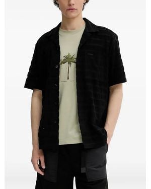 HUGO Striped-Towelling Shirt - Black