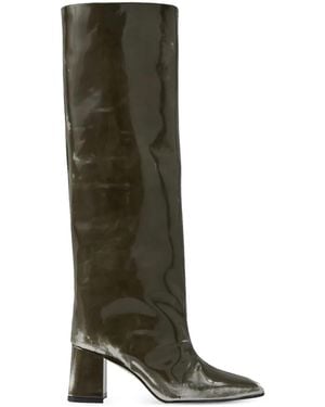 Miista 65Mm Finola Patent-Leather Square-Toe Boots - Green