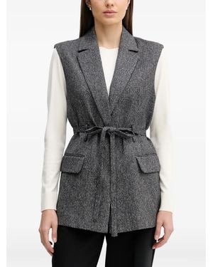 Sisley Herringbone Belted Vest - Gray