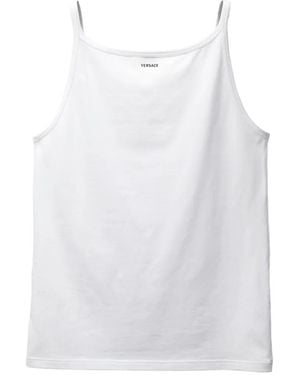 Versace Cotton Jersey Top With Embroidery - White