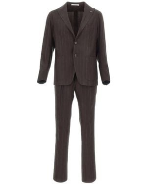 Tagliatore Pinstriped Patch-Pocket Suit - Black