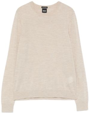 BOSS Crew-Neck Jumper - Natural