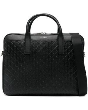 Calvin Klein Pochette D'Ordinateur À Logo Embossé - Noir