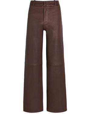 Arma Marina Wide-Leg Leather Pants - Brown