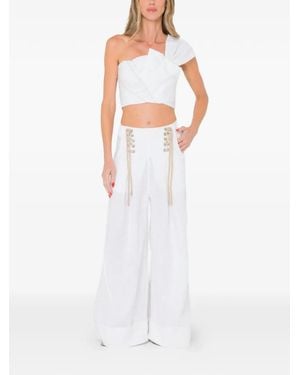 JBQ Hampton Lace-Up Wide-Leg Trousers - White