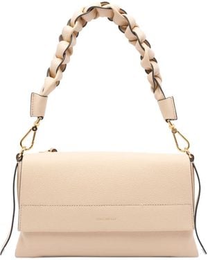 Coccinelle Small braided-handle leather shoulder bag - Natur