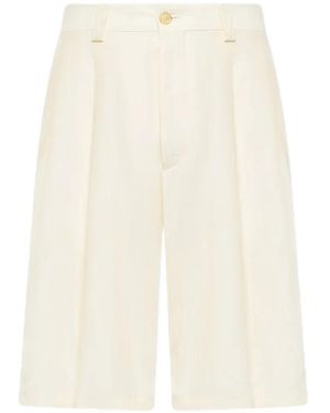 Laneus Buttoned Flap-Pocket Shorts - White