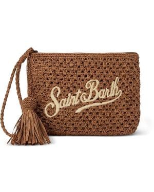 MC2 Saint Barth Logo-Embroidered Clutch Bag - Brown
