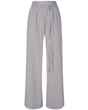 LA PISCINE Striped Tie-Waist Trousers - Grey