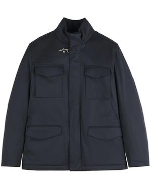 Fay Chaqueta Estilo Militar Con Cierre De Gancho - Azul