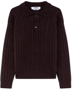 MSGM Poloshirt Mit Zopfmuster - Lila