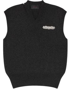 Simone Rocha V-Neck Wool Vest - Black