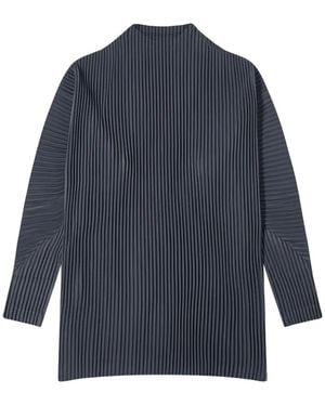 Homme Plissé Issey Miyake Plissé-Effect Long-Sleeve T-Shirt - Blue