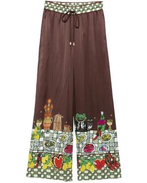 ALÉMAIS Drawstring-Waist Printed Pants - Brown