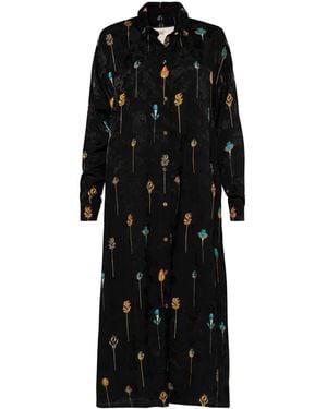 Agua Bendita Frida Ornamento Maxi Shirt Dress - Black