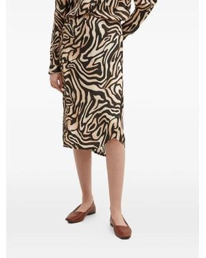La Petite Francaise Java Animal-Print Tie-Waist Midi Skirt - White