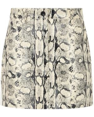 Alberta Ferretti Snake-Effect Leather A-Line Skirt - White