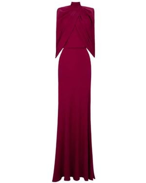 Gemy Maalouf Draped-Front Maxi Dress - Purple