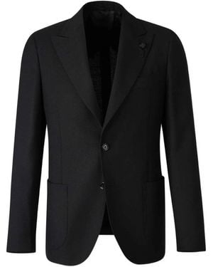 Lardini Two-Button Herringbone Blazer - Black