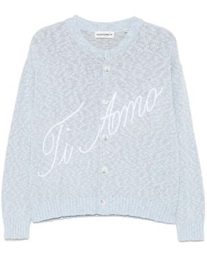 Carne Bollente Cardigan À Slogan Brodé - Blanc