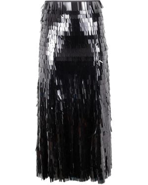 Self-Portrait Midirock mit Fransen - Schwarz