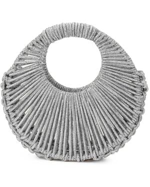HIBOURAMA Jaya Crystal-Embellished Woven Shoulder Bag - Gray