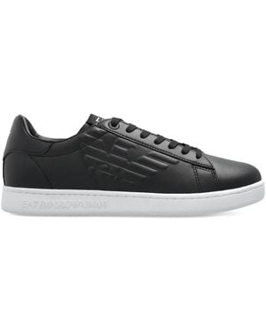 EA7 Logo-Embellished Leather Trainers - Black