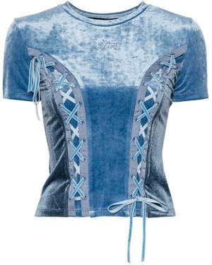 ANDERSSON BELL Velvet Lace-up T-shirt - Blue