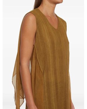 Masnada Chiffon V-Neck Tank Top - Brown