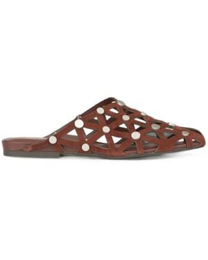 Ash Bone Stud-Embellished Cut-Out Sandals - Brown