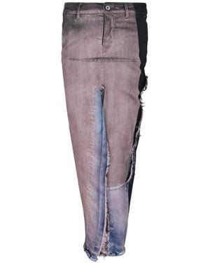 Rick Owens Deconstructed Frayed-Edge Maxi Skirt - Purple