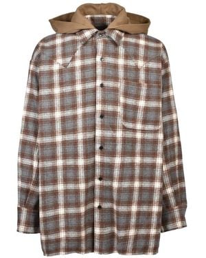 JUN/NAKAYAMA Check-Pattern Shirt - White
