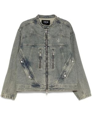 FIVE CM Logo-Studs Denim Jacket - Gray