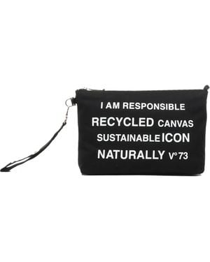 V73 Logo-Print Clutch Bag - Black