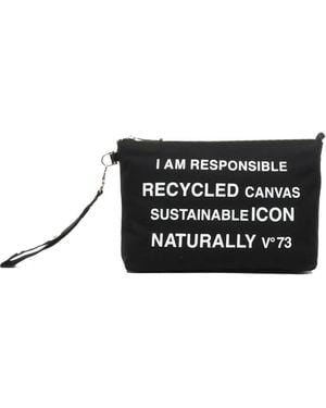 V73 Logo-Print Clutch Bag - Black