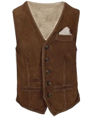 Al Duca d'Aosta Suede-Panelled Waistcoat - Brown