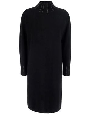 Fabiana Filippi Mini Bead-Embellished High-Neck Dress - Black